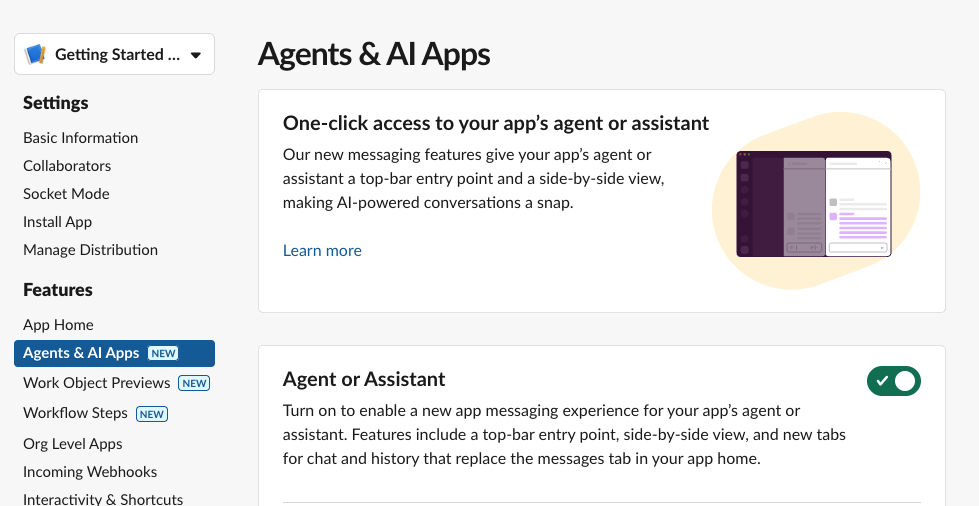 Feature toggle in app settings